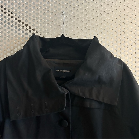 Banana Republic Wide Collar Trench-style Coat Size S in Black GUC - Picture 2 of 13